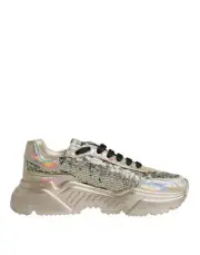 Dolce&Gabbana DAYMASTER Men Gold Sneakers Polyester Sequined Wedge Trainer Shoes