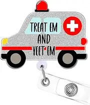 Plifal Badge Reel Holder Retractable with ID Clip for Nurse Nursing Name Tag Card Cute Ambulance Medical Assistant Funny Accessories with Alligator Clip for Hospital Student Work Office