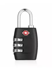 TSA Security 3 Digit Combination Travel Suitcase Luggage Lock Padlock Black NEW