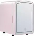 Maxkon 4L Beauty Mini Fridge (4 Liter/6 Can) With LED Light Makeup Mirror, Sk...