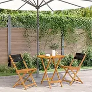Patio Furniture Sets 3 Piece Bistro Set Black Polypropylene and Solid Wood