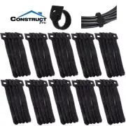 50 4" Short Hook and Loop Cable Ties Wire Management TV Cord Black