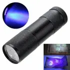 Black 9 LED Aluminum Mini UV Ultra Violet Flashlight Blacklight Torch Light Lamp