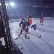 Hockey NHL Playoffs Montreal Canadiens Jean Beliveau checks Arnie - Old Photo