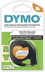 Dymo 18771 LetraTag Labeler Iron-On Tape, 12mm x 2m, White
