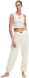 [KARL LAGERFELD] Women's Essential Cuffed Joggers, Ivory Essential Logo Cuffed Joggers