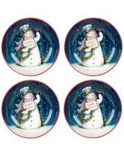 Certified International Snowman Greetings Set of 4 Soup/Pasta Bowls