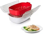 Hamkaw Microwave Steamer, Microwave Oven Vegetable Steamer with Lid Food Grade PP Dishwasher Safe Detachable Universal Rapid Cook Container Healthy Food Cooker for Kitchen