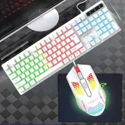 White Gaming Keyboard Mouse & Pad USB Wired Ergonomic Backlight for PC Laptop