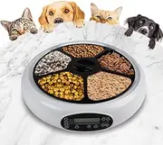 Automatic Cat Feeder with Digital Timer, Wet and Dry Pet Feeder Food Dispenser for Cat, Small Dog (White)