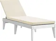 Camping Sunloungers Reclining Patio ChairsWhite PP Sun Lounger with Cushion (186x60x29 cm)