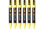 Uni Posca PC-5M Poster Marker Medium Bullet Tip 2.5mm Bright Yellow 6 Pack