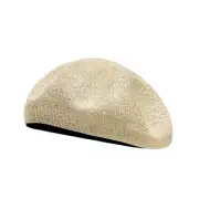 Women Sequin Mesh Beret Adjustable Hollow Out Breathable Hat Painter Cap