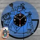 LED Vinyl Clock Alice in Wonderland Light Record Wall Clock Decor Home 4213