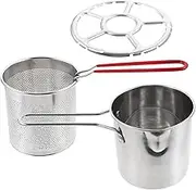 DONFAMDS 1Set Stainless Steel Fryer Kit with Deep Frying Pot and Basket Stainless Steel Design for Safe Cooking of Chips Vegetables and Chicken Kitchen Essential for Home