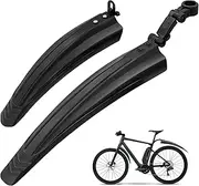 Bike Mudguard Set, Portable Adjustable Road Mountain Bicycle Cycling Tires Front and Rear Mud Guard Fenders for MTB (Black)