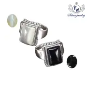 S925 pure Silver Lucifer ring Morningstar's Ring black or white natura gemstone