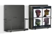 Black Vinyl Record Storage Holder Album Display 2pk Wall Mount Shelf Matte Lps