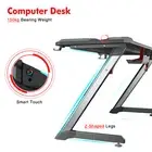 Gaming Desk LED 8 Modes LED Light Office Computer Table 140cm Z-Shaped Leg