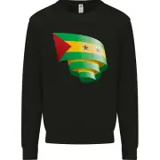 Curled Sao Tome and Principe Flag Day Football Kids Sweatshirt Jumper