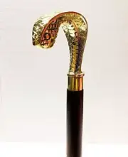 Victorian Brass Designer Handle Walking Stick Vintage Walking Cane Stick