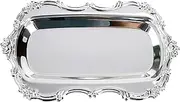 Quluxe Vintage Trinket Dish Jewelry Tray,Perfume Organizer Tray for Wedding Photographer Detail Props Ceremony Antique Decor (Silver)