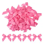 100Pcs Mini Ribbon Bows 2.5" Mini Fabric Satin Ribbon Flower Bows Rose Red