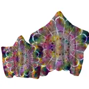 White Flower Mandala over Colorful Space Towel with Hood