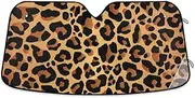 Cool Fun Leopard Print Car Sun Blocker Windshield UV Protection Windshield Shade for Trucks Medium