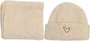 [Healvian] Embroidered Heart Warm Hat and Scarf for Cozy Accessory Skin Friendly Material for Outdoor Activities and Preschool Stylish and Comfortable Design