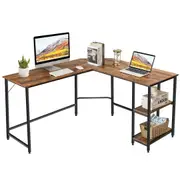 Costway L-Shaped Corner Computer Desk Industrial Writing Gaming Study Table Workstation Storage Shelf Home Office