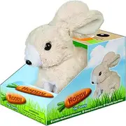 Westminster Hoppy the Bunny 7" Long x 8" Tall Lifelike Mechanical Movement, Playfully Hops, Moves Ears and Nose, Stuffed Toy, Rabbit Toy