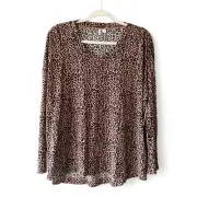 Nordstrom Women’s Leopard Print V-Neck Long Sleeves Oversized Tops Size S