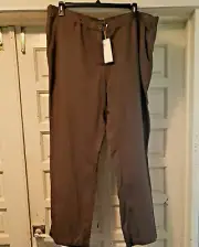 Eileen Fisher Rye Brown Tencel Linen Straight Pants 18W MWT