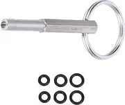 Coffee Machine Screw Bit, Stainless Steel Coffee Machine Key with 6pcs Gasket Professional Oval Bit Key Service Repair Tool for Most Machines Family Using