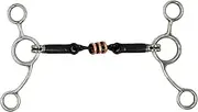 MP2MINGPIN Double-Jointed bit Stainless Steel Snaffle bits for Horses with Three Brass Rings,Durable and Comfortable Horse bit for Riding Enthusiasts and Trainers
