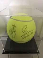 Roger Federer Rafael Nadal Signed Large Tennis Ball With Case And COA