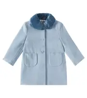 [Il Gufo] Il Gufo Faux fur-trimmed wool-blend coat Y 4 blue