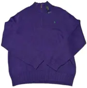 POLO RALPH LAUREN Sweater Mens Classic Purple 1/4 Zip Knit Pullover Pony NEW $98
