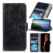 For iPhone 12 Pro Max Case, Retro Wild Horse Texture Folio PU Leather Case Wallet, Black
