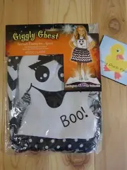 Instant Character April GIGGLY GHOST Tie On ONE SIZE Fits Child 4-8 Black White