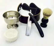 ZEVA 5 Pieces Cut Throat Men's Straight Edge Razor, Brush, Strop Shaving Set/Kit