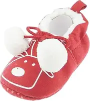 [Glamour Girlz] Adorable Festive Red Reindeer Rudolph Baby Girls Boys Christmas Pram Padders Booties Shoes Pom Pom