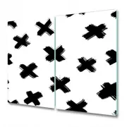 Glass Cutting Board Worktop Saver X brush strokes simple black white Art 2x30x52