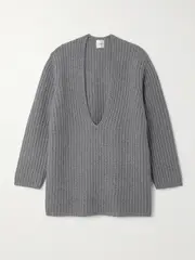 [LESET] LESET - Emma Ribbed-knit Sweater - Gray - small small Gray