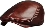[CVMRBY] Winter Hats,Men's Leather Beret Cap Flat Cap Cowhide Newsboy Cap Hats Vintage Cap Winter