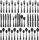 SHEUMNT 48-Piece Black Silverware Set, Mirror Polished Flatware Set for 8, Fo...