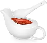 Zerodeko Ceramic Gravy Boat with Ladle Elegant Sauce Pitcher for Sauces and Condiments Design Moderate Capacity Versatile Use for Dining Occasions Milk Gravy Boats