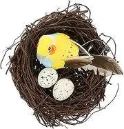 Parliky 1 Set Artificial Birds Nest Rattan Decor with Bird and Eggs for Garden Home Decoration Photography Props Easter Festivities and Charming Floral Arrangements Random Color