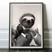 Gentleman Sloth with Two Hands Under The Chin - Poster Canvas Artwork